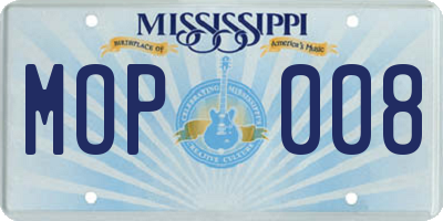 MS license plate MOP008