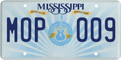 MS license plate MOP009