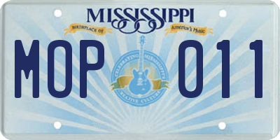 MS license plate MOP011