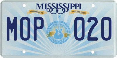 MS license plate MOP020
