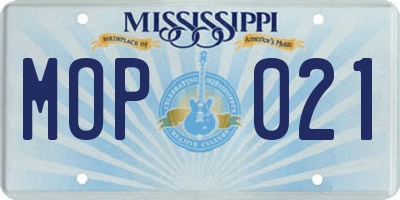 MS license plate MOP021