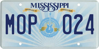 MS license plate MOP024