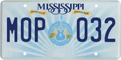 MS license plate MOP032