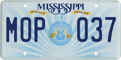 MS license plate MOP037