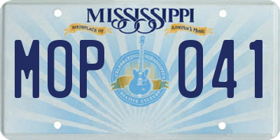MS license plate MOP041