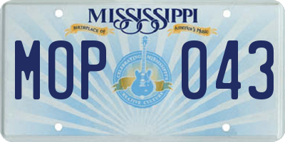 MS license plate MOP043