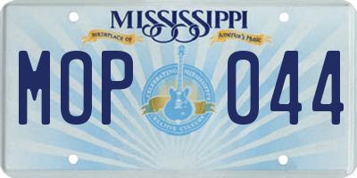 MS license plate MOP044
