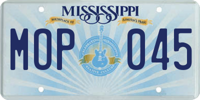 MS license plate MOP045