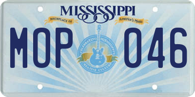 MS license plate MOP046