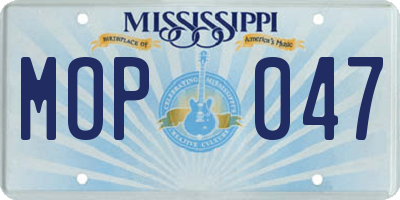 MS license plate MOP047