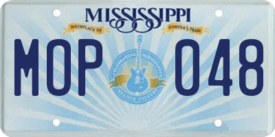 MS license plate MOP048