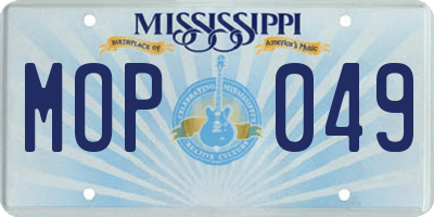 MS license plate MOP049