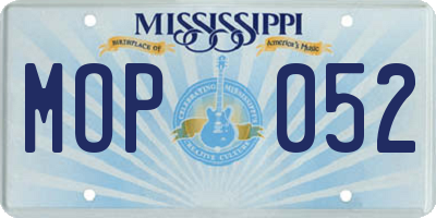 MS license plate MOP052