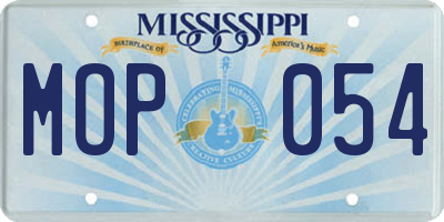 MS license plate MOP054