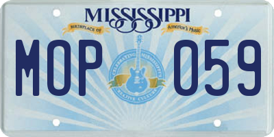 MS license plate MOP059