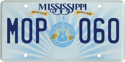 MS license plate MOP060