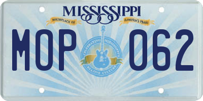 MS license plate MOP062