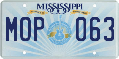 MS license plate MOP063