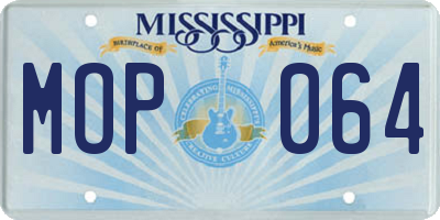 MS license plate MOP064