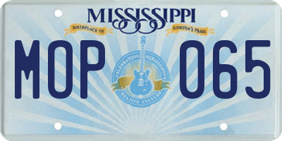 MS license plate MOP065