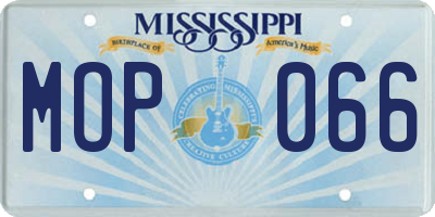 MS license plate MOP066