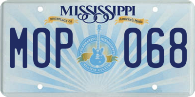 MS license plate MOP068