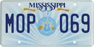 MS license plate MOP069