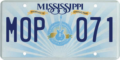 MS license plate MOP071