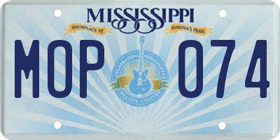 MS license plate MOP074