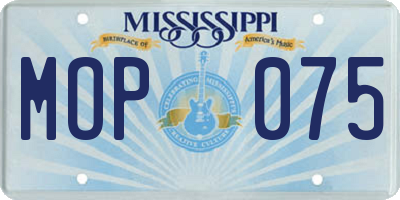 MS license plate MOP075