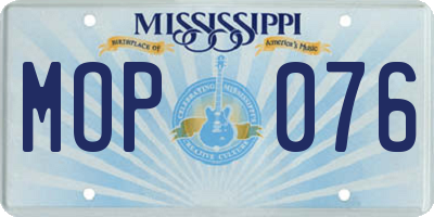 MS license plate MOP076