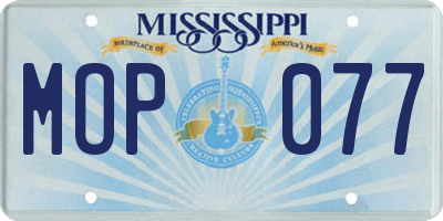 MS license plate MOP077