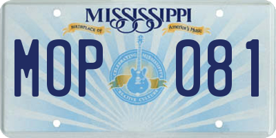 MS license plate MOP081