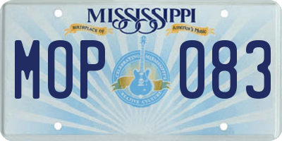 MS license plate MOP083