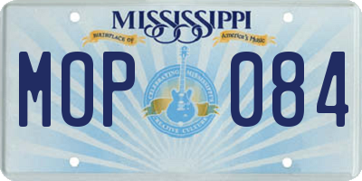 MS license plate MOP084