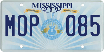 MS license plate MOP085