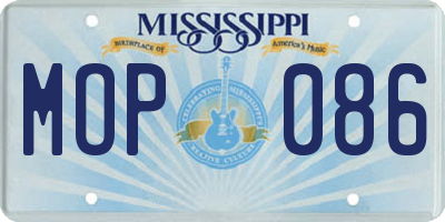 MS license plate MOP086