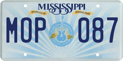 MS license plate MOP087