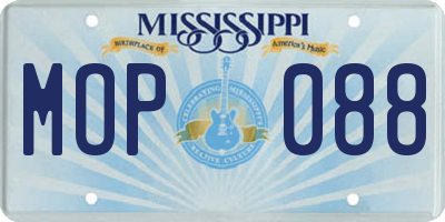MS license plate MOP088