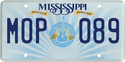 MS license plate MOP089