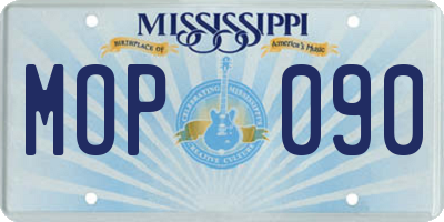 MS license plate MOP090