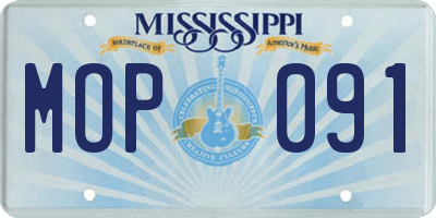 MS license plate MOP091
