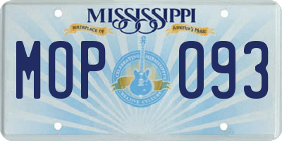 MS license plate MOP093