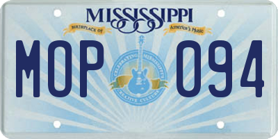 MS license plate MOP094