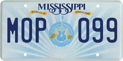MS license plate MOP099