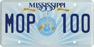 MS license plate MOP100