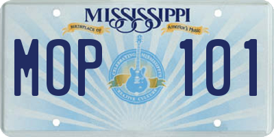 MS license plate MOP101