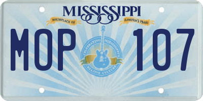 MS license plate MOP107