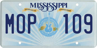 MS license plate MOP109