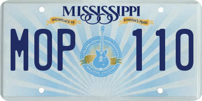 MS license plate MOP110